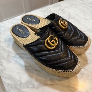 Gucci Tall Platform Espadrilles size 37.5 Black